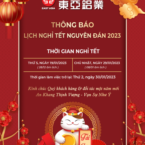 NHÔM ĐÔNG Á THÔNG BÁO LỊCH NGHỈ TẾT NGUYÊN ĐÁN 2023