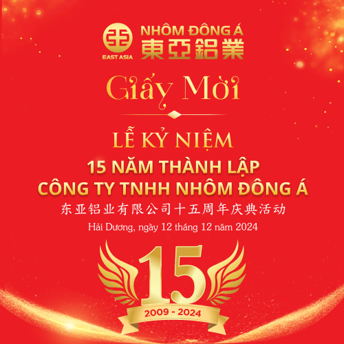 THƯ MỜI THAM DỰ LỄ KỶ NIỆM 15 NĂM THÀNH LẬP CÔNG TY TNHH NHÔM ĐÔNG Á
