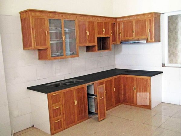 tủ bếp nhôm vân gỗ đẹp sang trọng