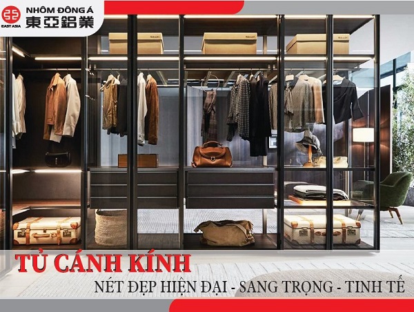 Tủ quần áo nhôm cánh kính hiện đại